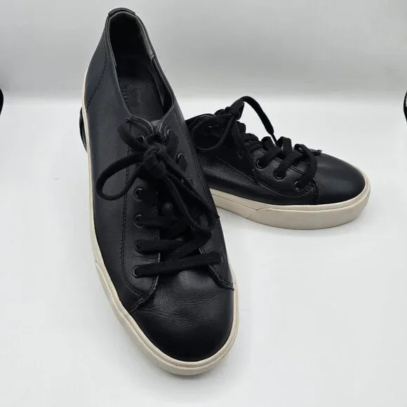 VINCE Women's Black Leather Laceup Sneakers | 9.5 - Picture 3 of 10